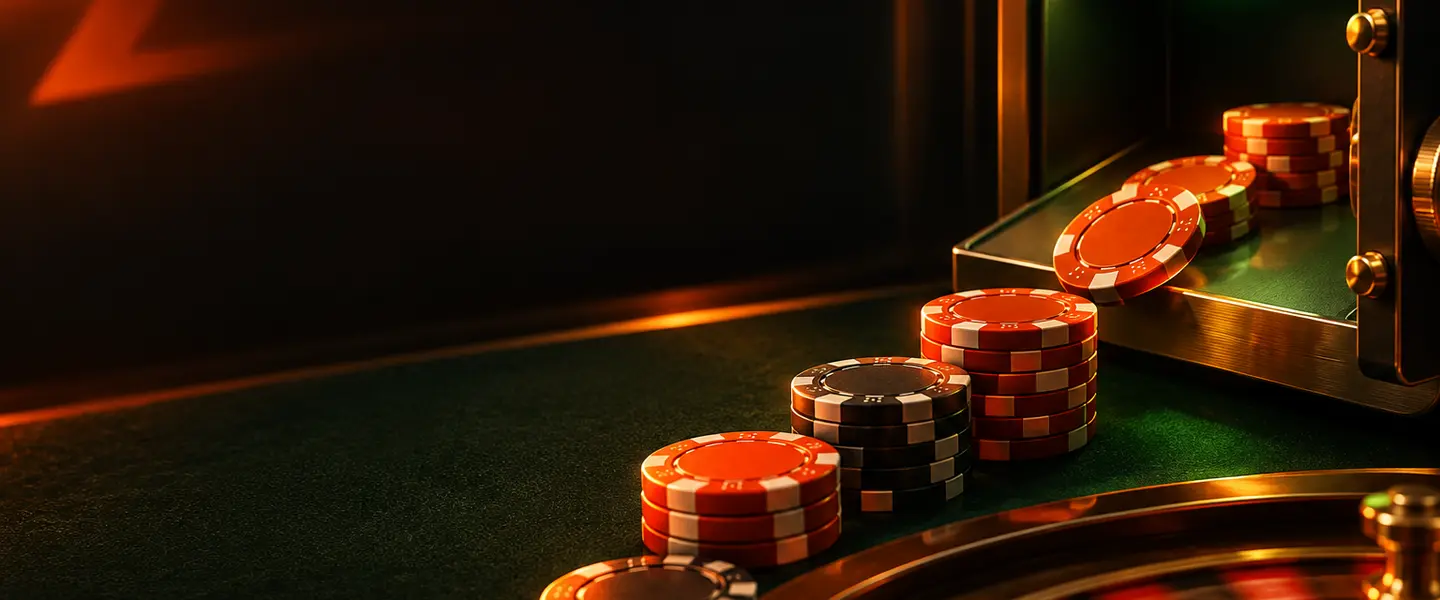 Fichas saliendo de una mesa de casino hacia una bandeja